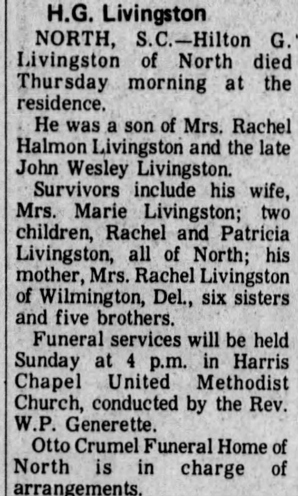 Obituary for H.G. Livingston